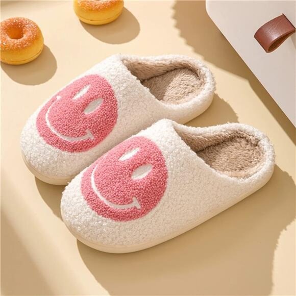 NEW Smile Face Slippers for Women – Retro Happy Face Plush Slippers, Soft & - Picture 5 of 8